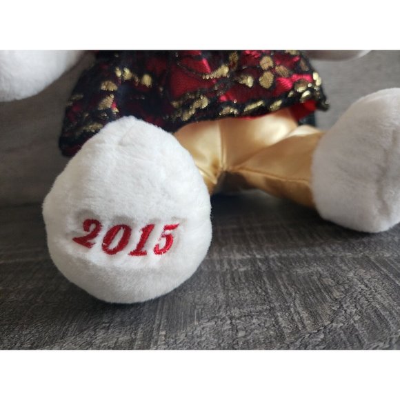 2015 WalMART CHRISTMAS Snowflake TEDDY BEAR White Girl 13" Red/black Dress - Picture 2 of 9